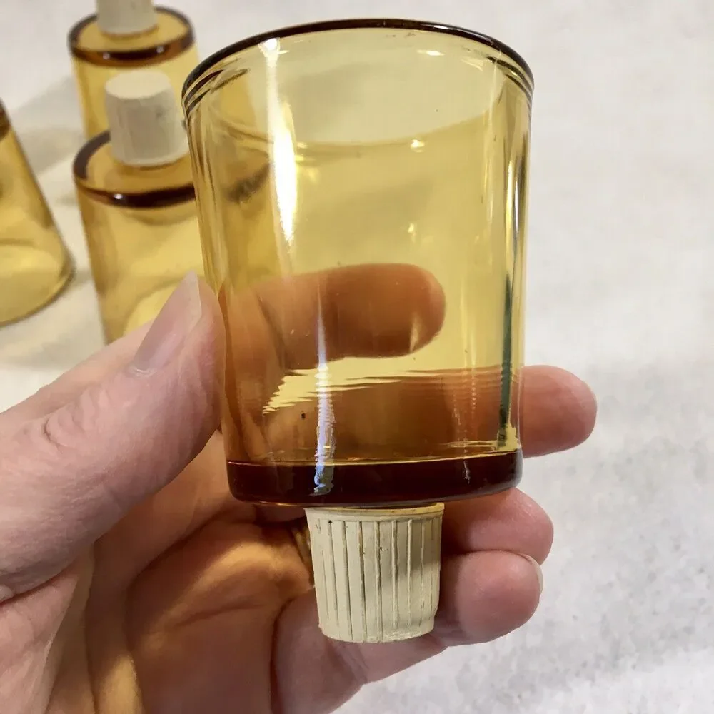 Lot Of 6 Amber Votive Sconce Replacement Glass Globe
